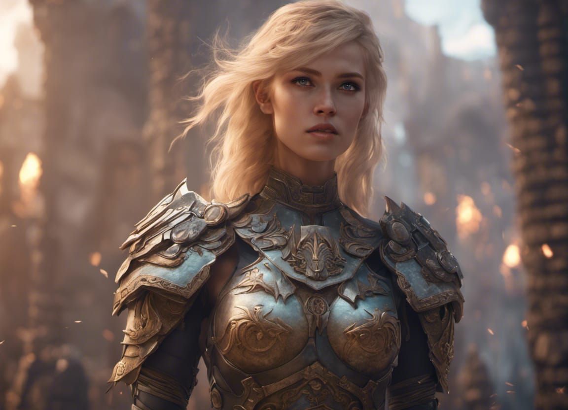 Young Blonde Valkyrie in Detailed Fantasy Art