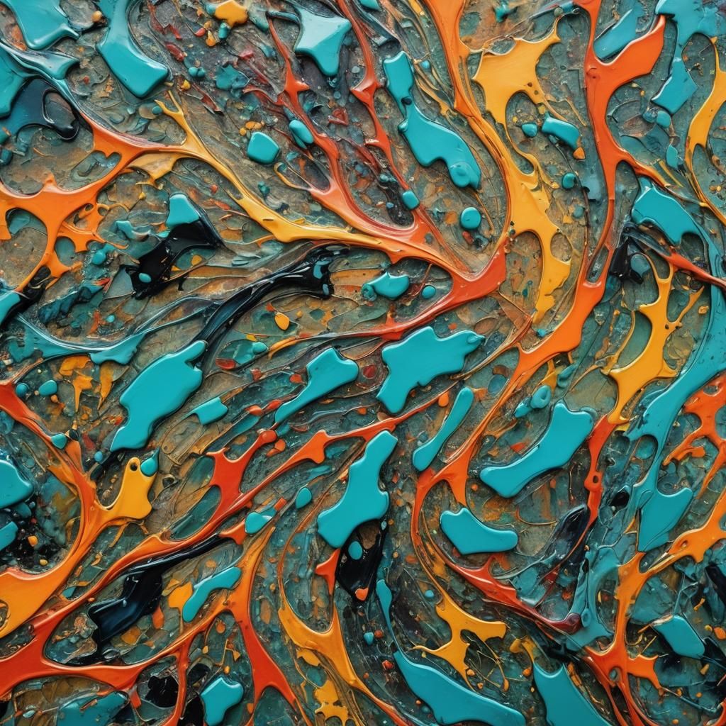 Abstract Expressionist Swirling Colors Close-Up