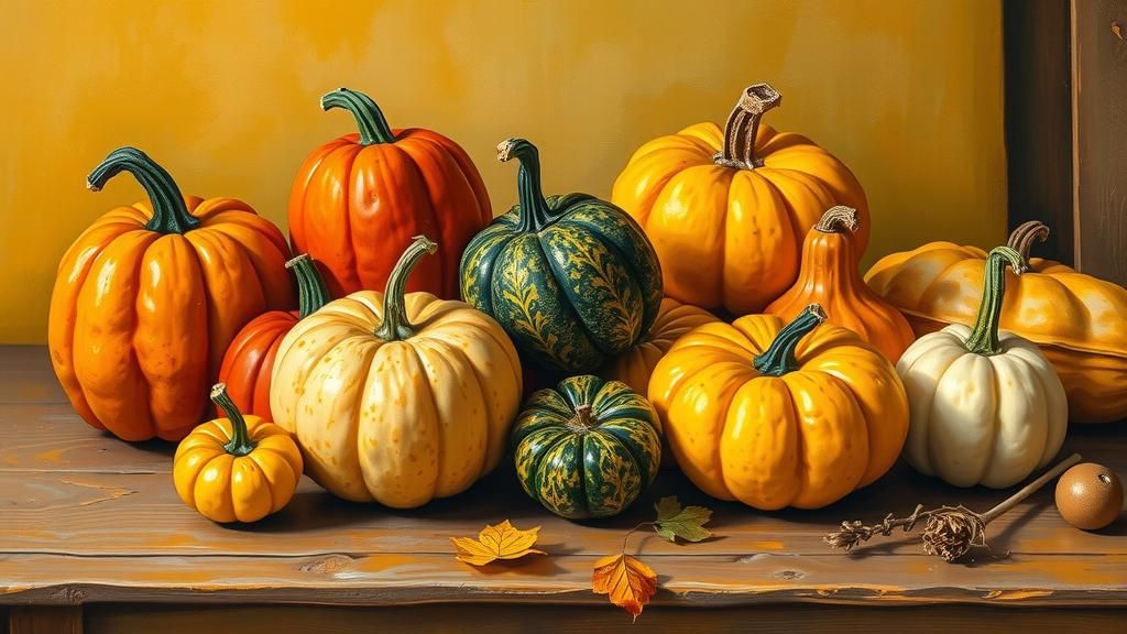 Autumn Gourds in Impressionistic Style