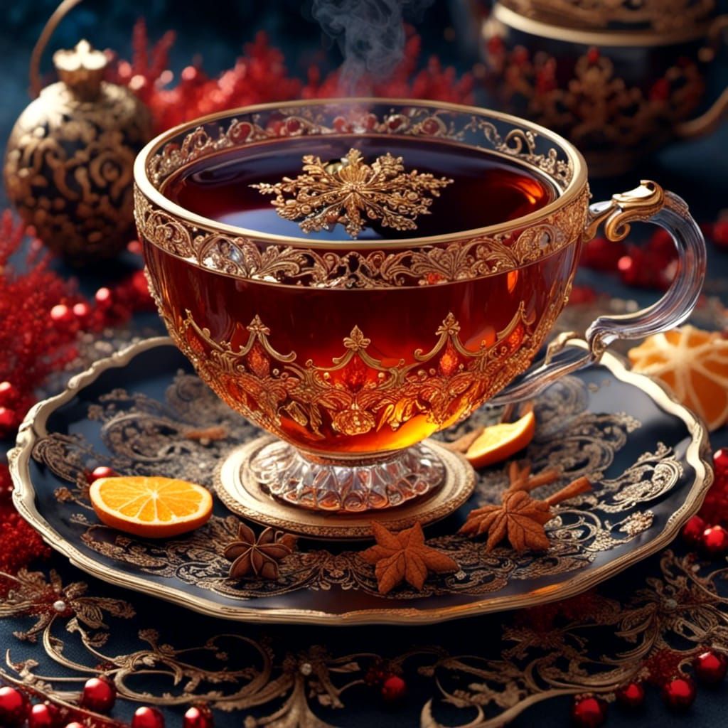 Christmas Spice Tea in Romantic Watercolor Style