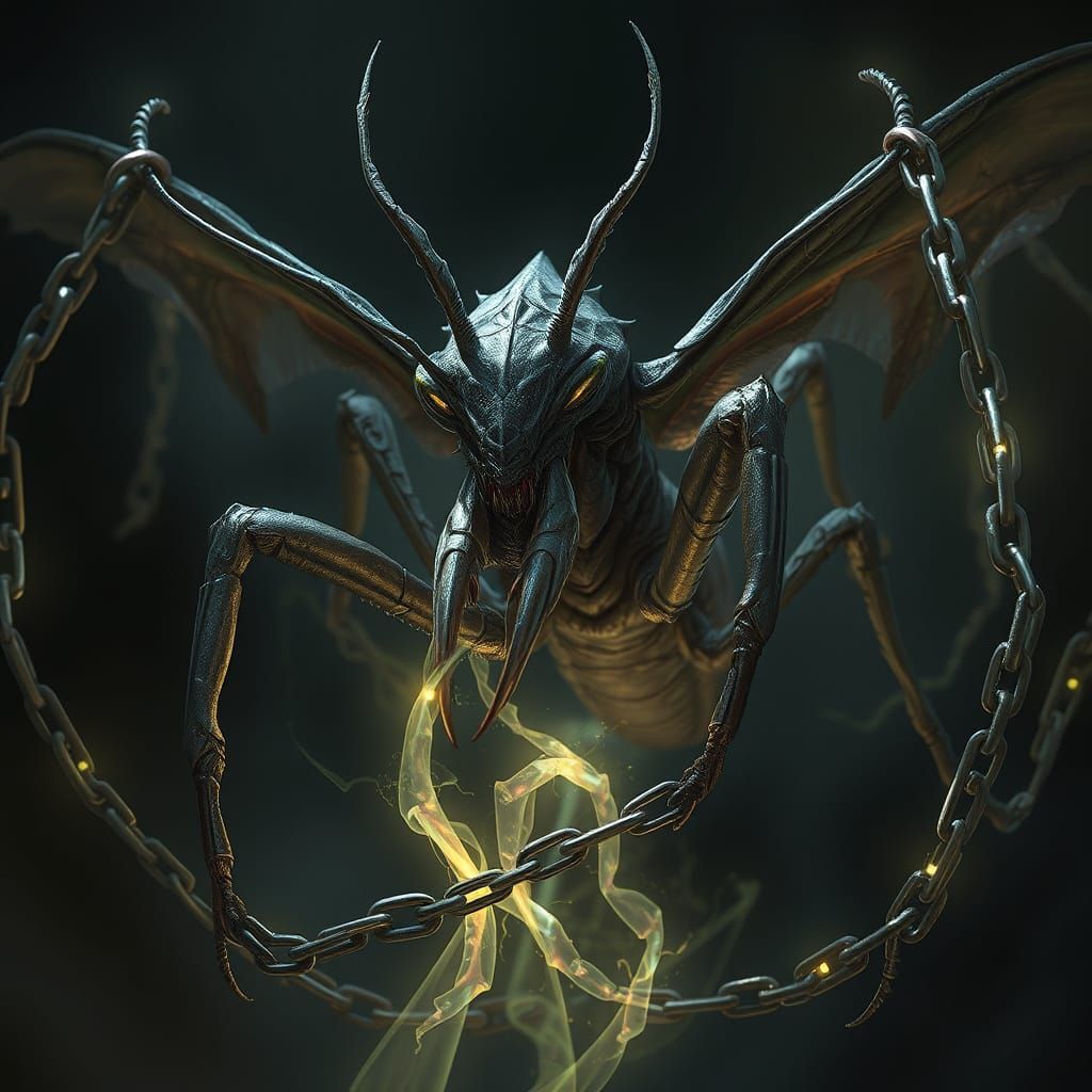 Eldritch Mantis Horror Bound by Arcane Chains