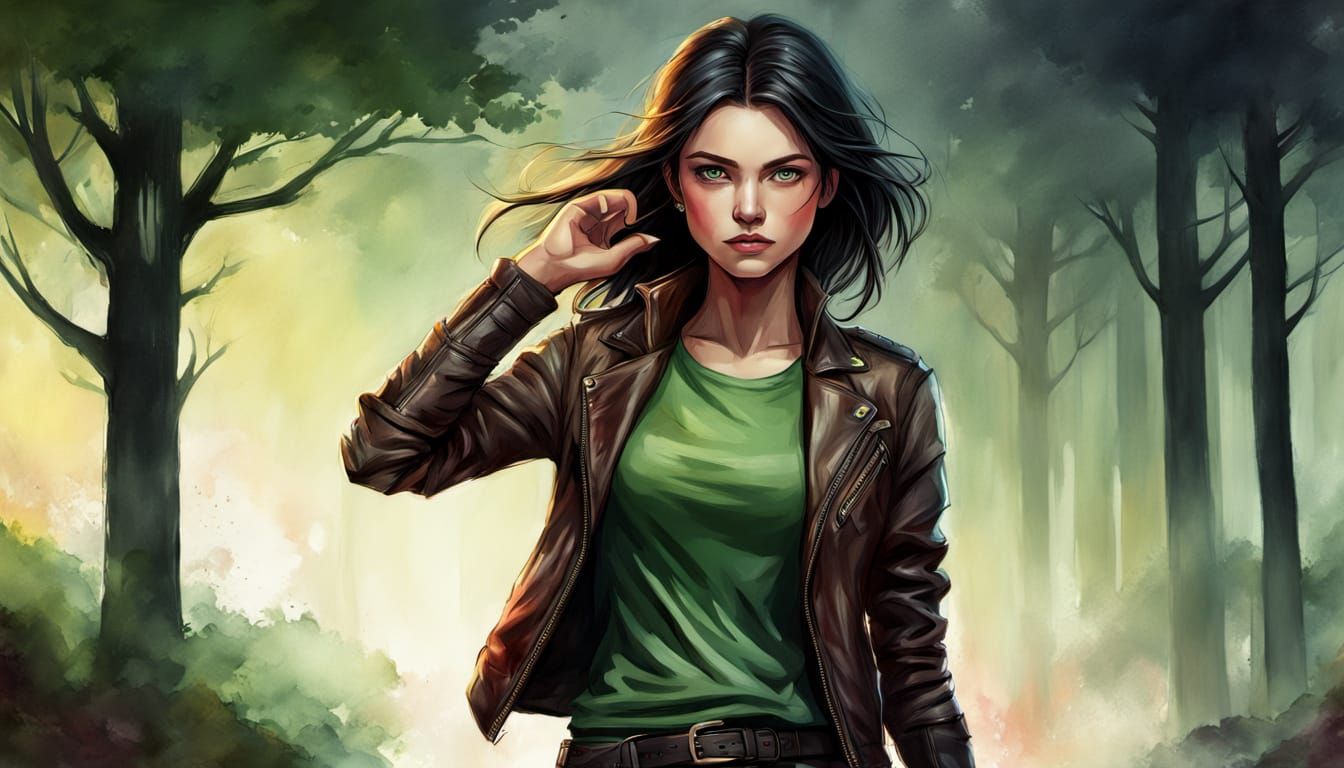 Fantasy Heroine Portrait in Watercolor Style