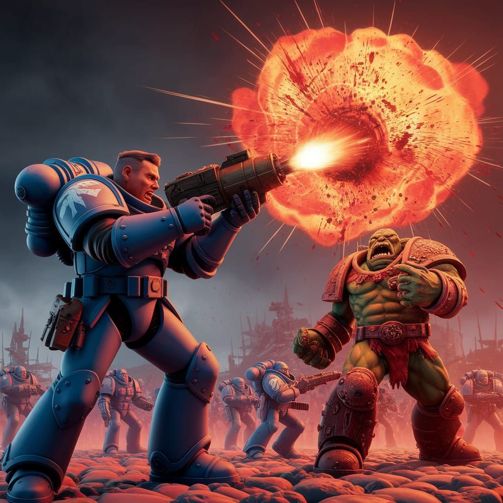 Space Marine's Fiery Stand Against Warhammer Orcs
