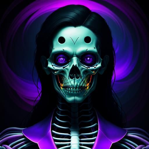 Surreal X-Ray Vampire Portrait in Psychedelic Style