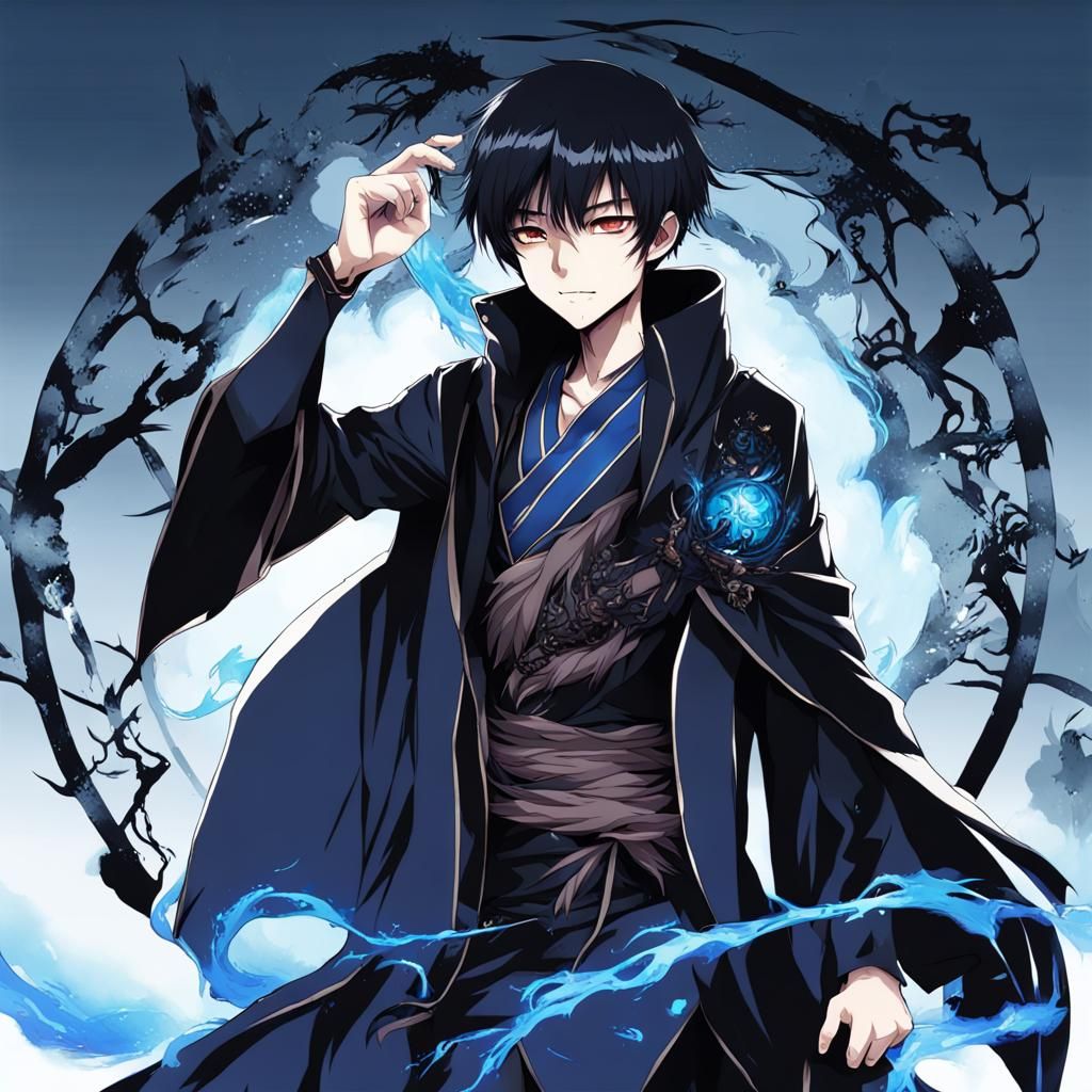 Anime Style Necromancer Asian Boy Illustration