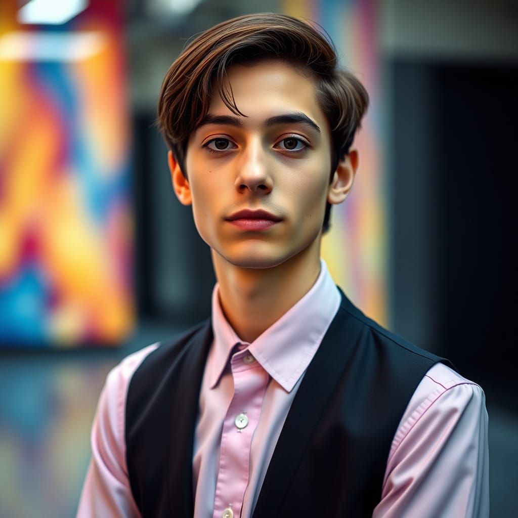 Hyperrealistic Portrait with Colorful Bokeh Background