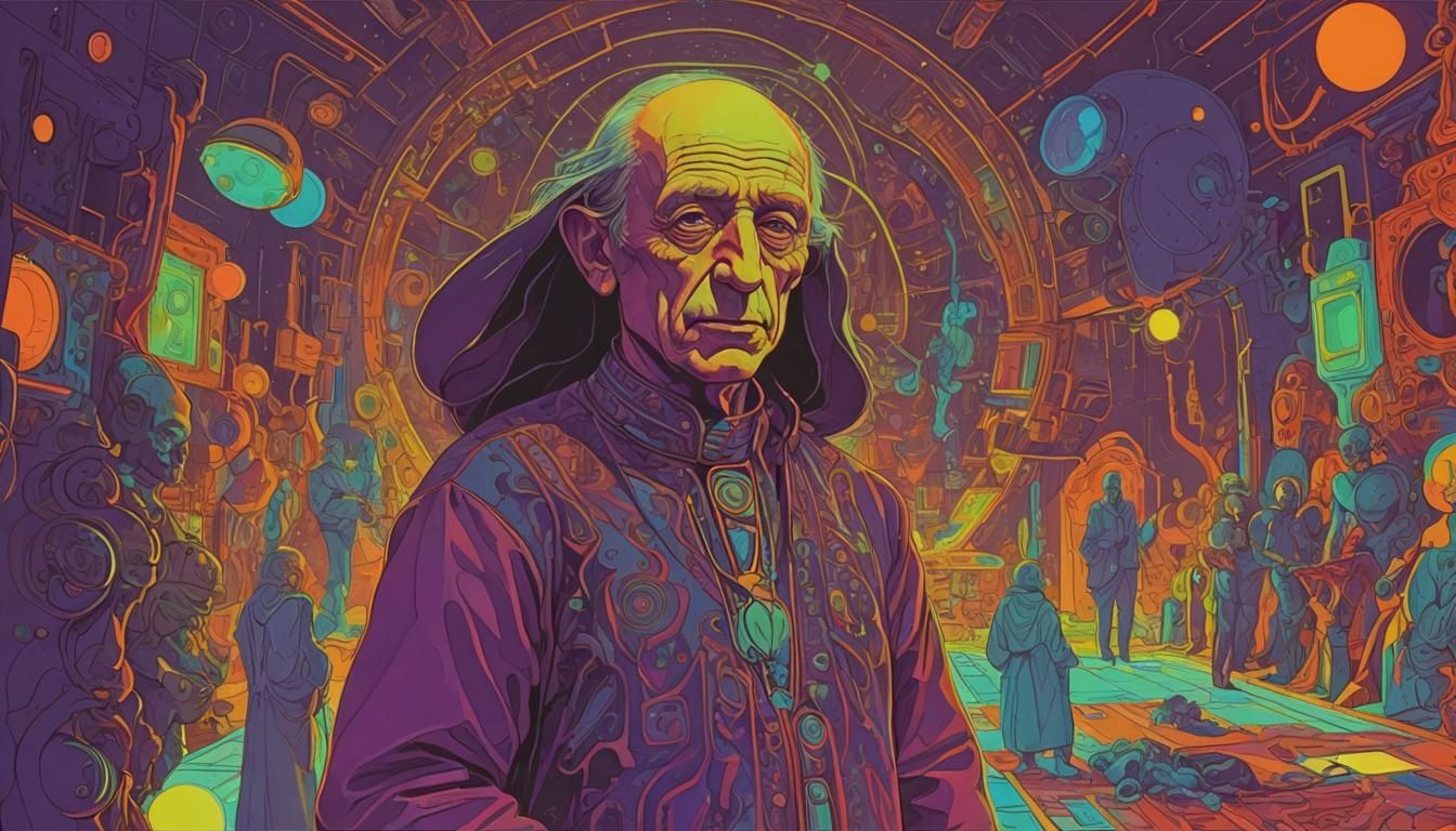 Psychedelic 1960s Dreamscape in Neon Blacklight Colors