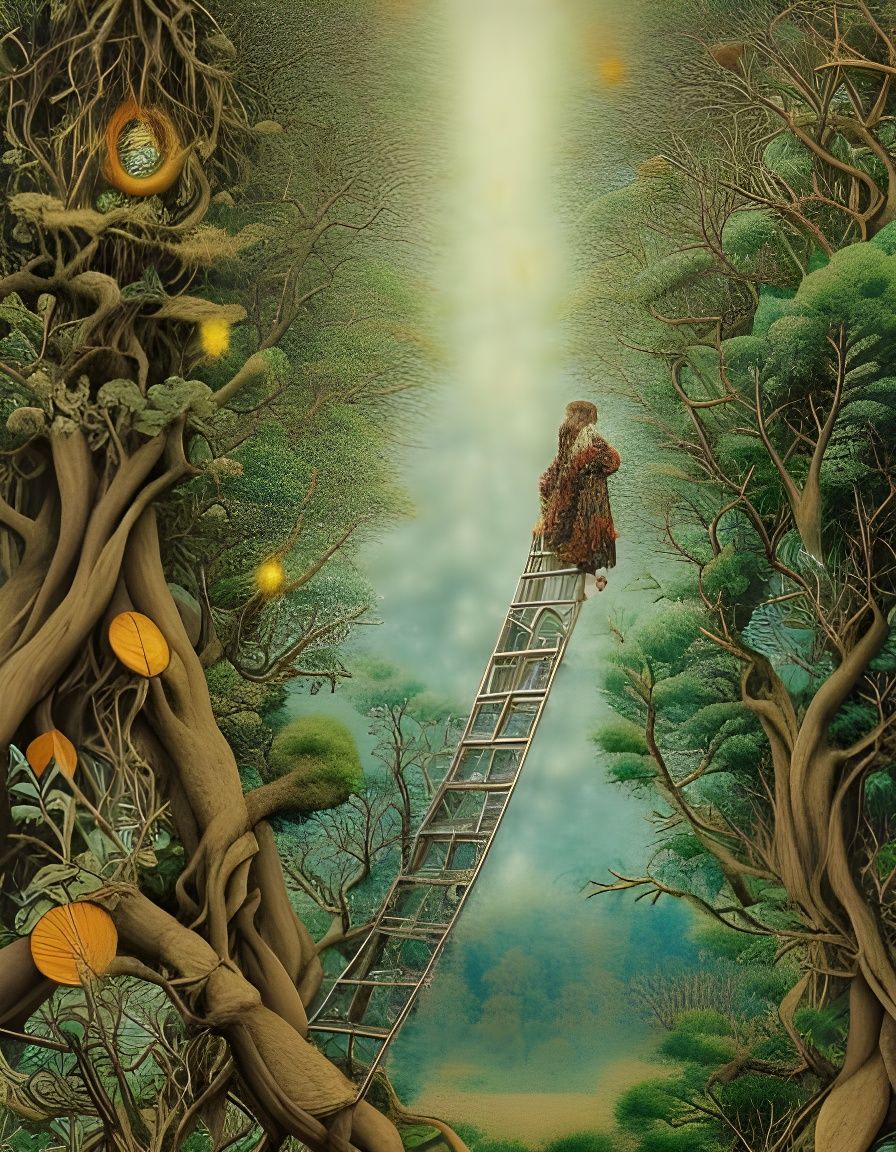 Intricate Forest Scene with Trees in Rich Colors