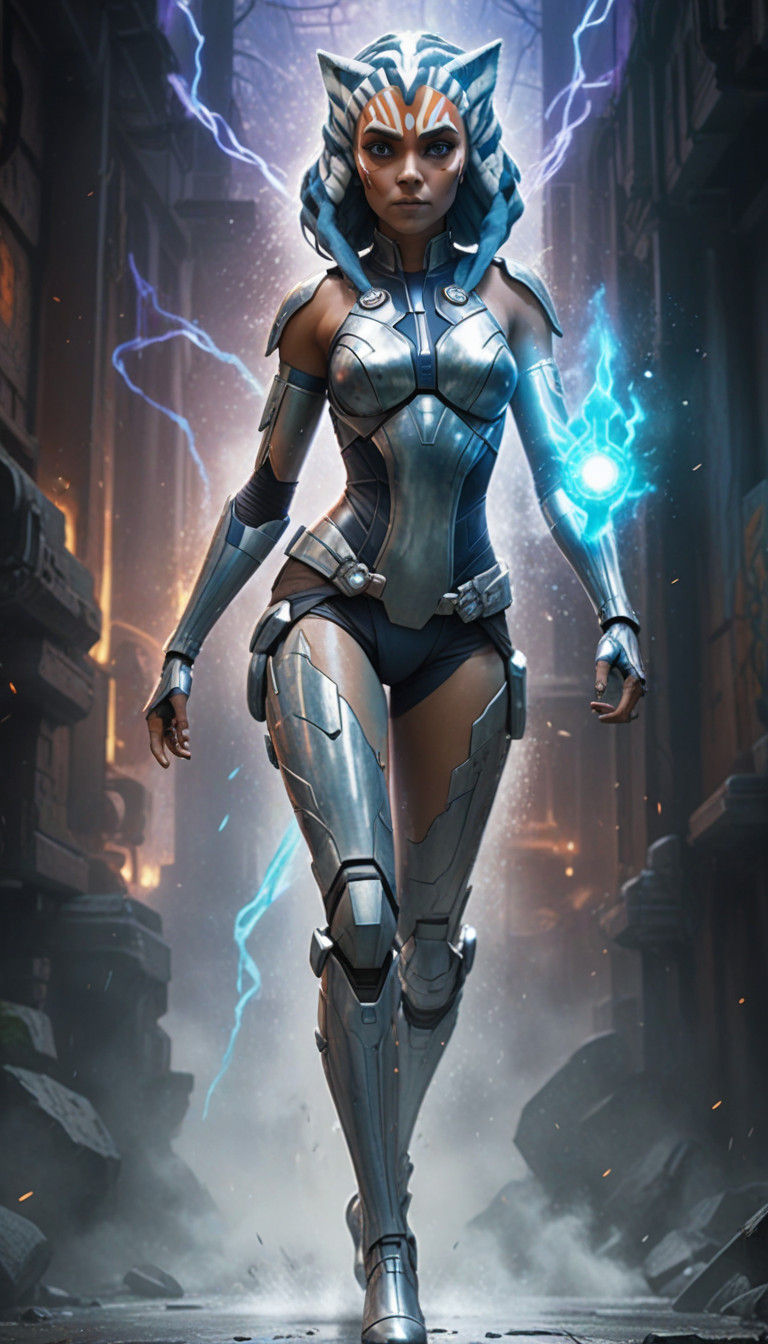 Ethereal Fantasy Portrait of Ahsoka Inspired by Comic Book A...