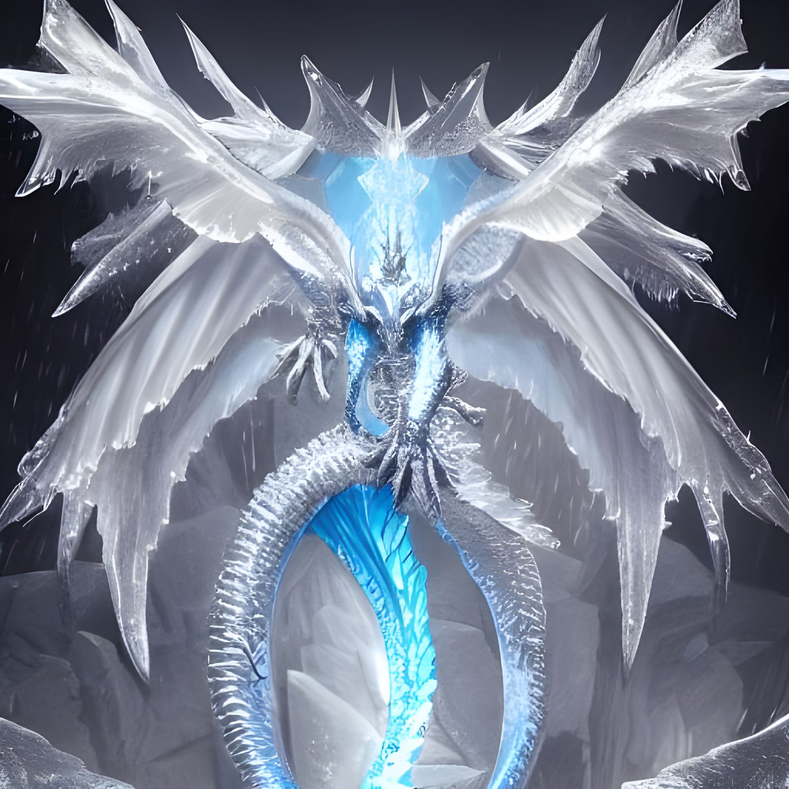 Icy Dragon Queen Art in the Style of Mucha