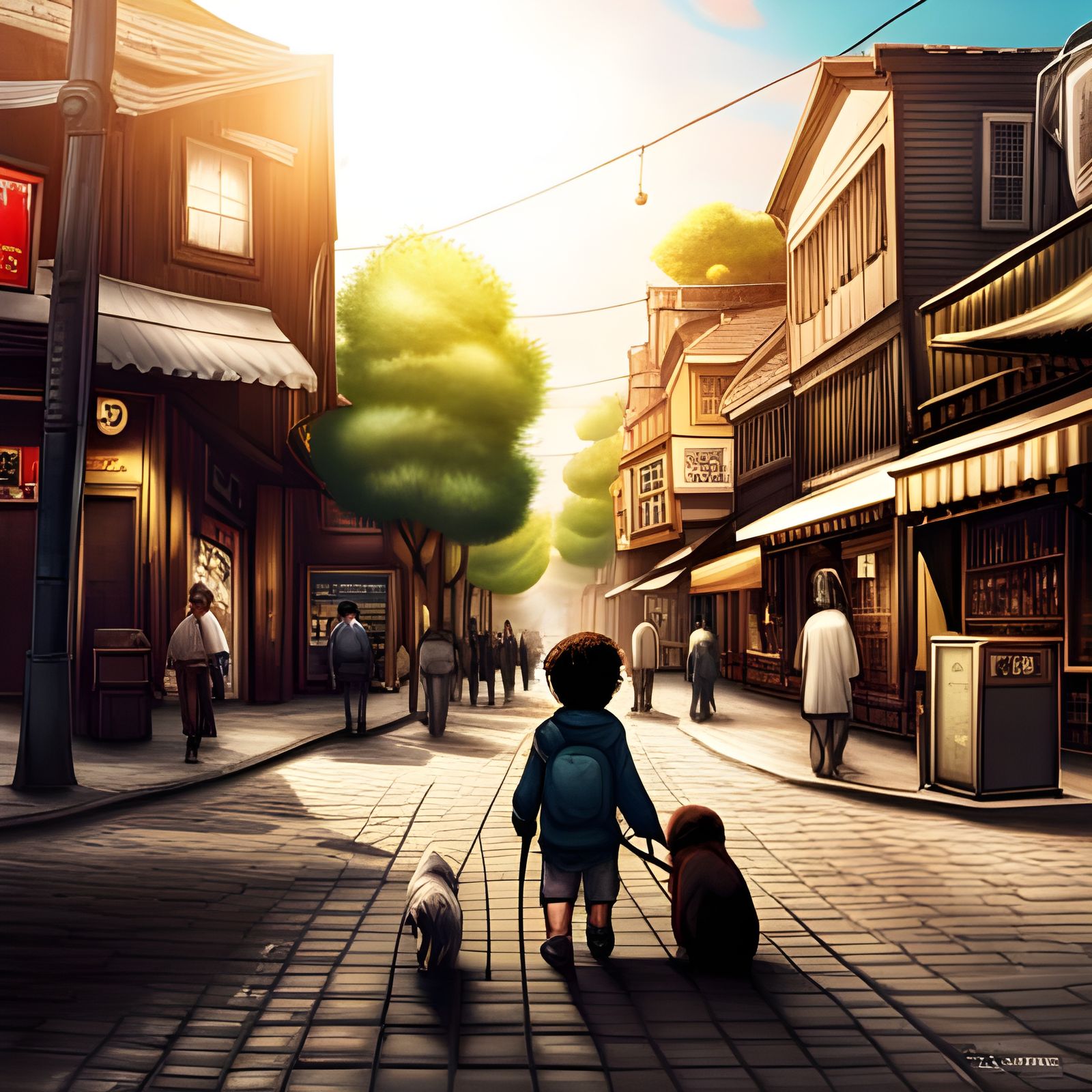 Child and Dog: Hyperrealistic Anime-Inspired Art
