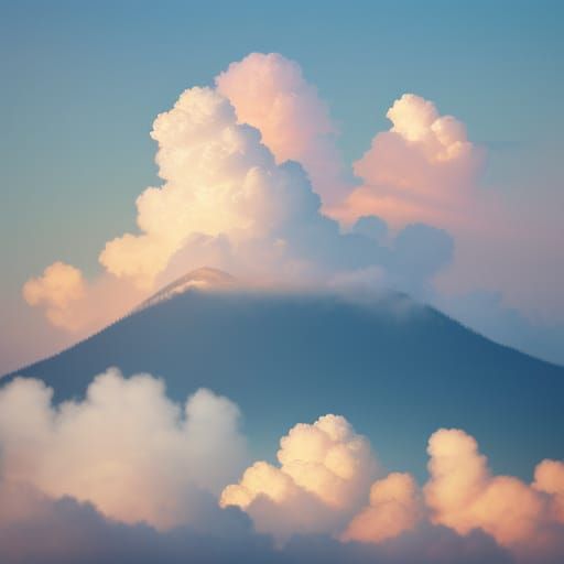 Vibrant Rainbow Clouds in Pastel Digital Art