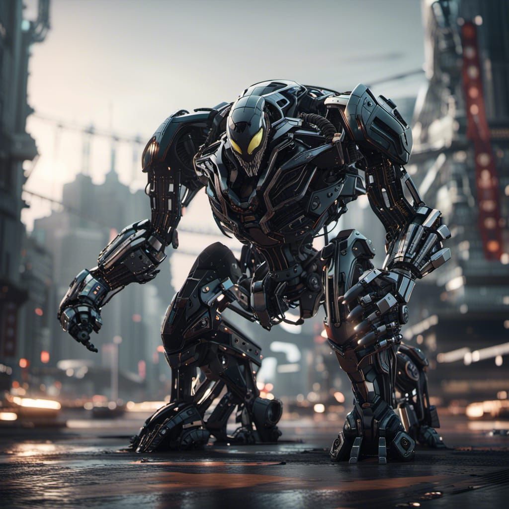 Venom as Intricate Mech in Sci-Fi Style