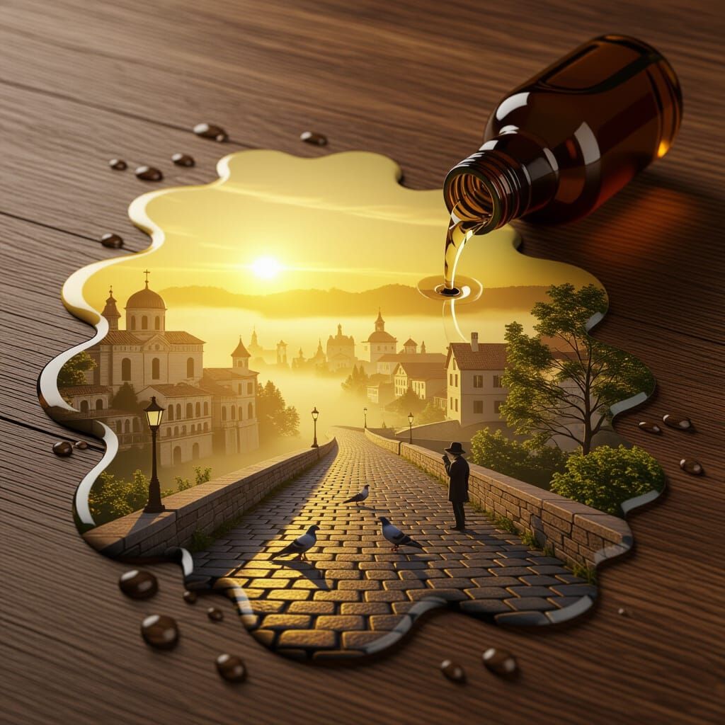 Holographic Landscape Puddle Spills From Bottle