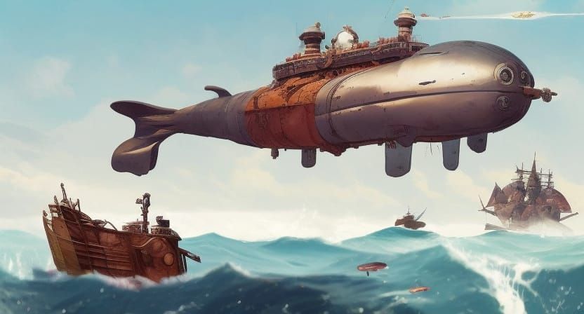 Mediterranean Submarine Digital Illustration