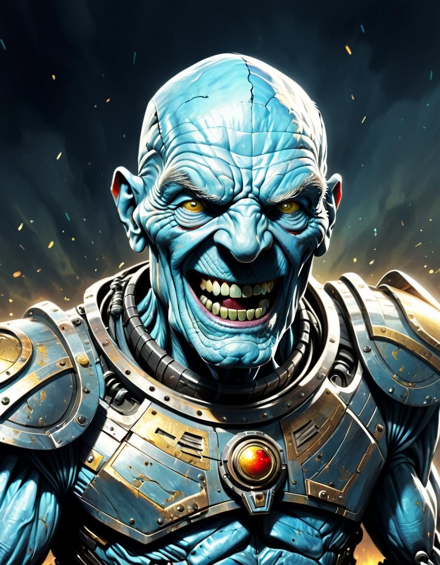 Chromatic Metal Face with Joyful Expression