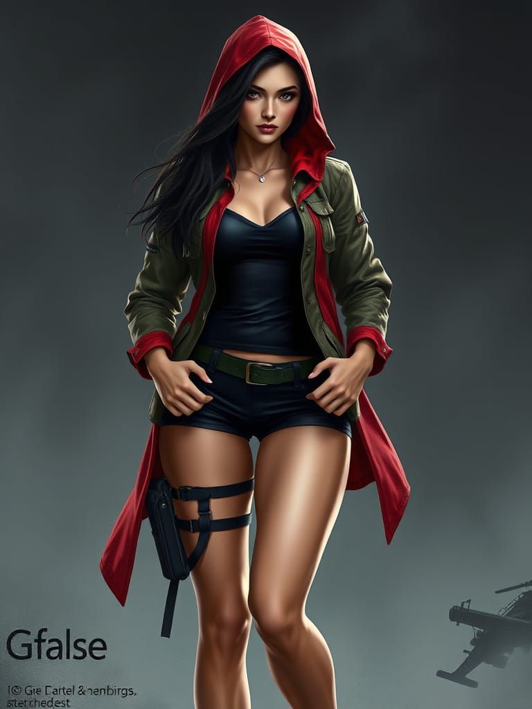 Heroic Woman in Military Style Digital Art