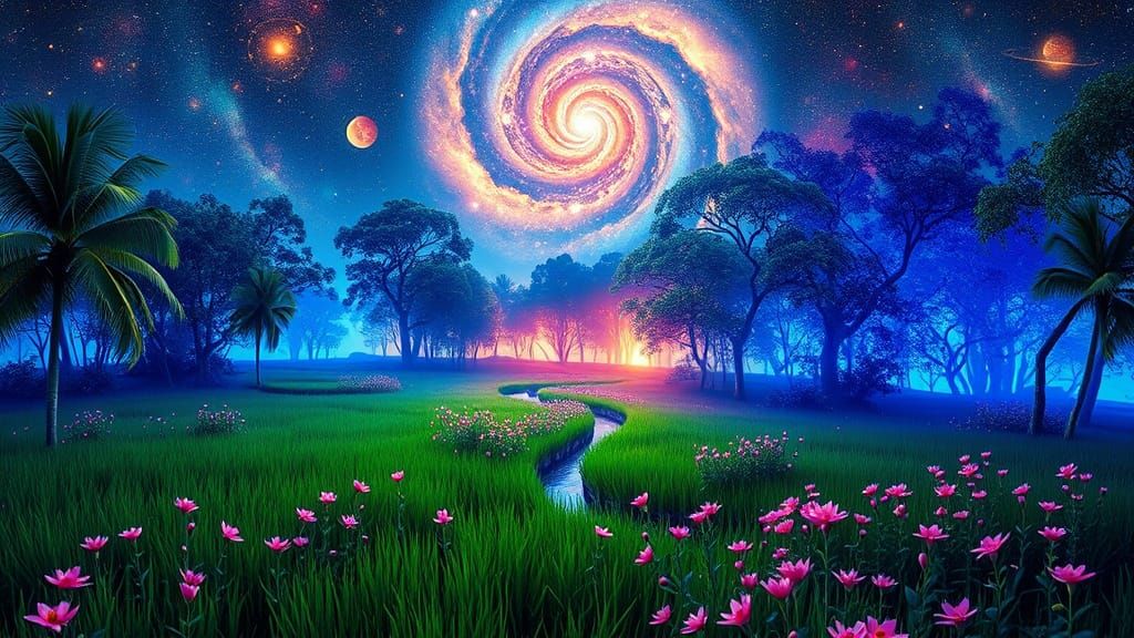 Cosmic Oasis in Emerald Field