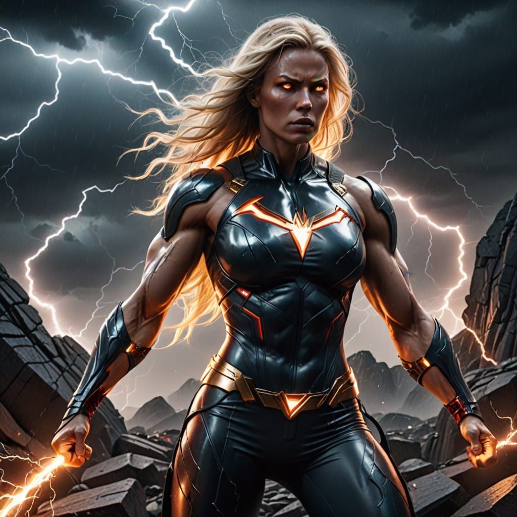 Ethereal Goddess of the Storm in Cyberpunk Art