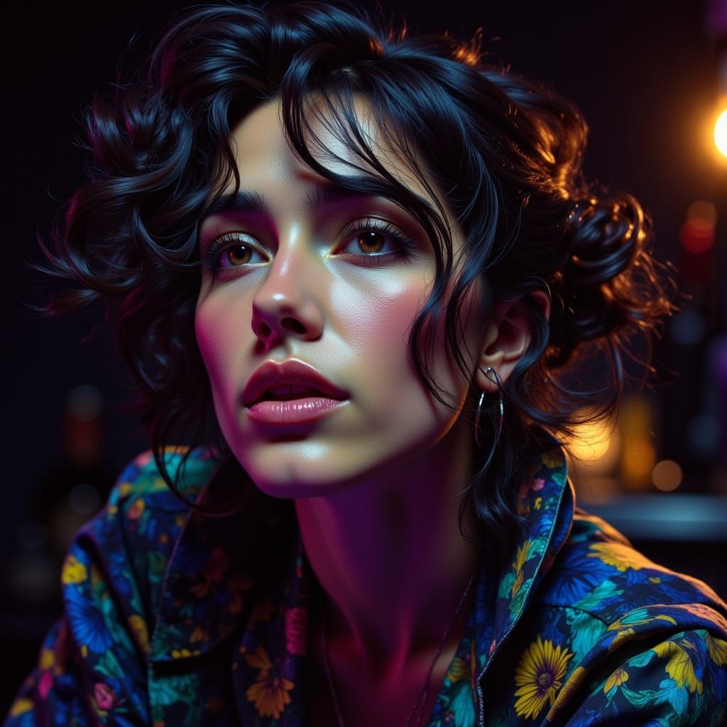 Expressive Singer on Stage, Vibrant Colors