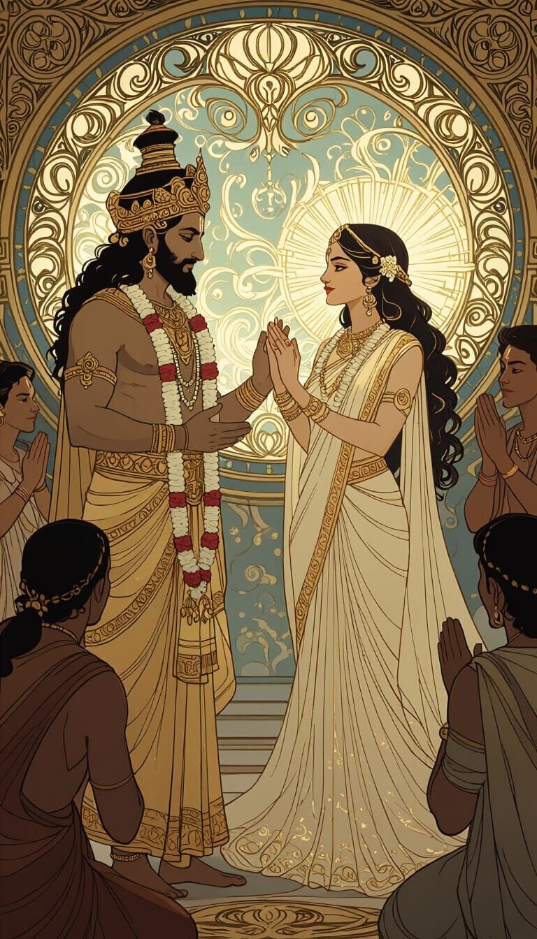 Agni Dev and Sita with Divine Aura