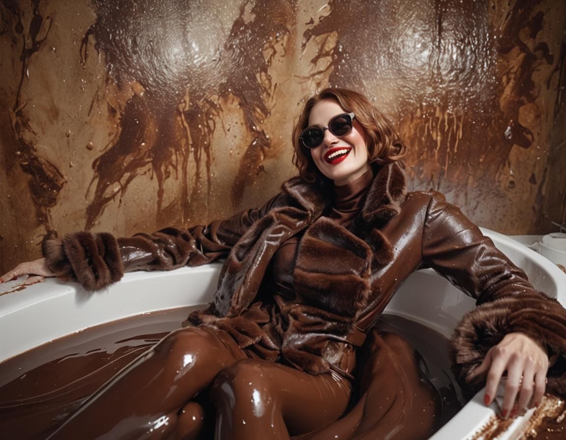 Glamorous Woman in Chocolate Bath, Digital Art