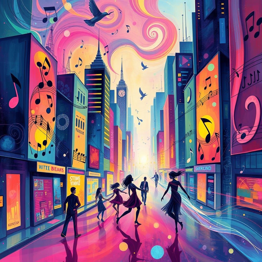 Abstract Cityscape of Music and Light