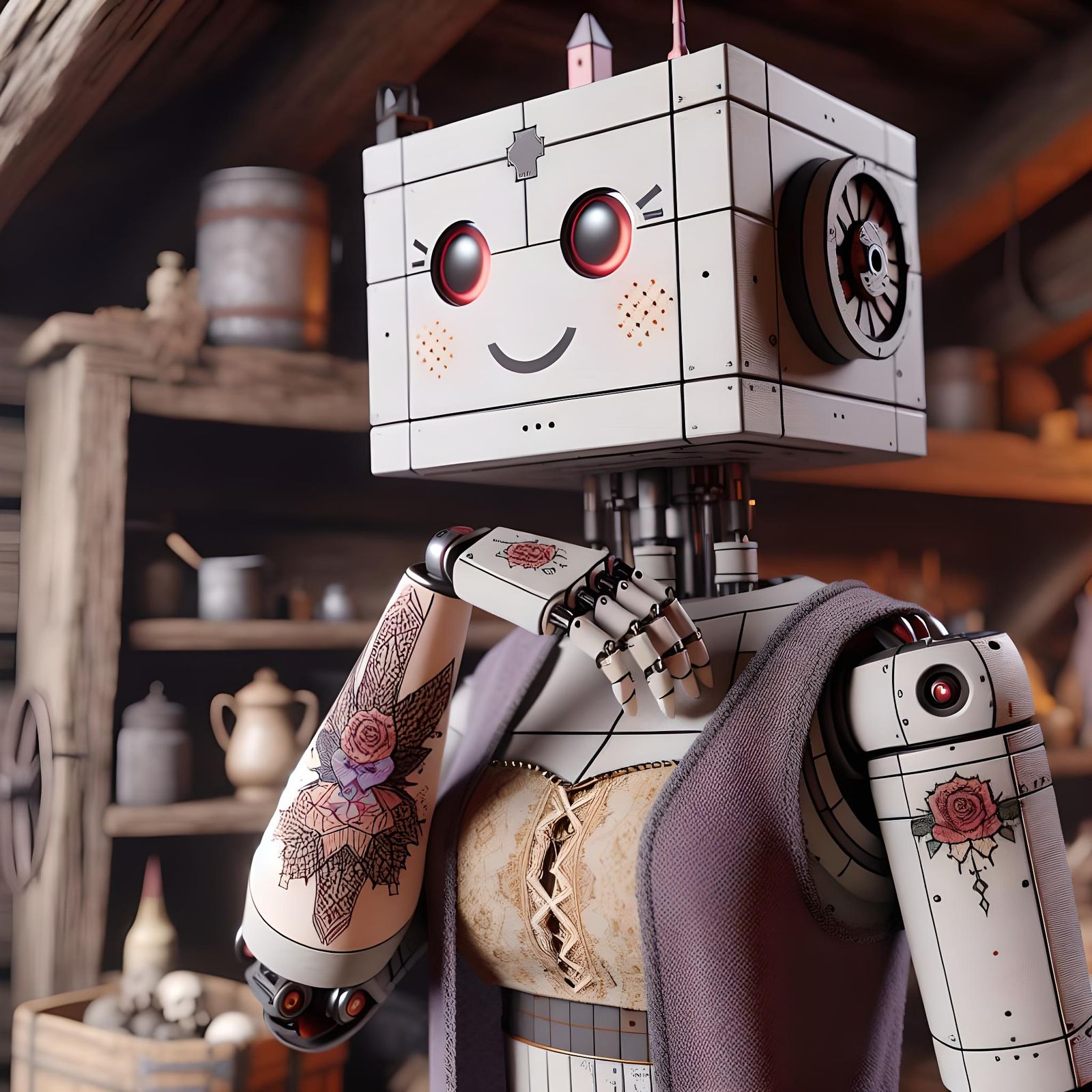 Evil Anime Robot Villain in RTX Style