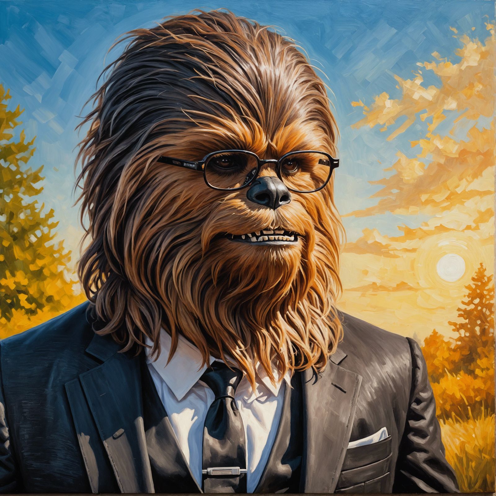 Wookiee in Business Suit: Oil Painting Portrait