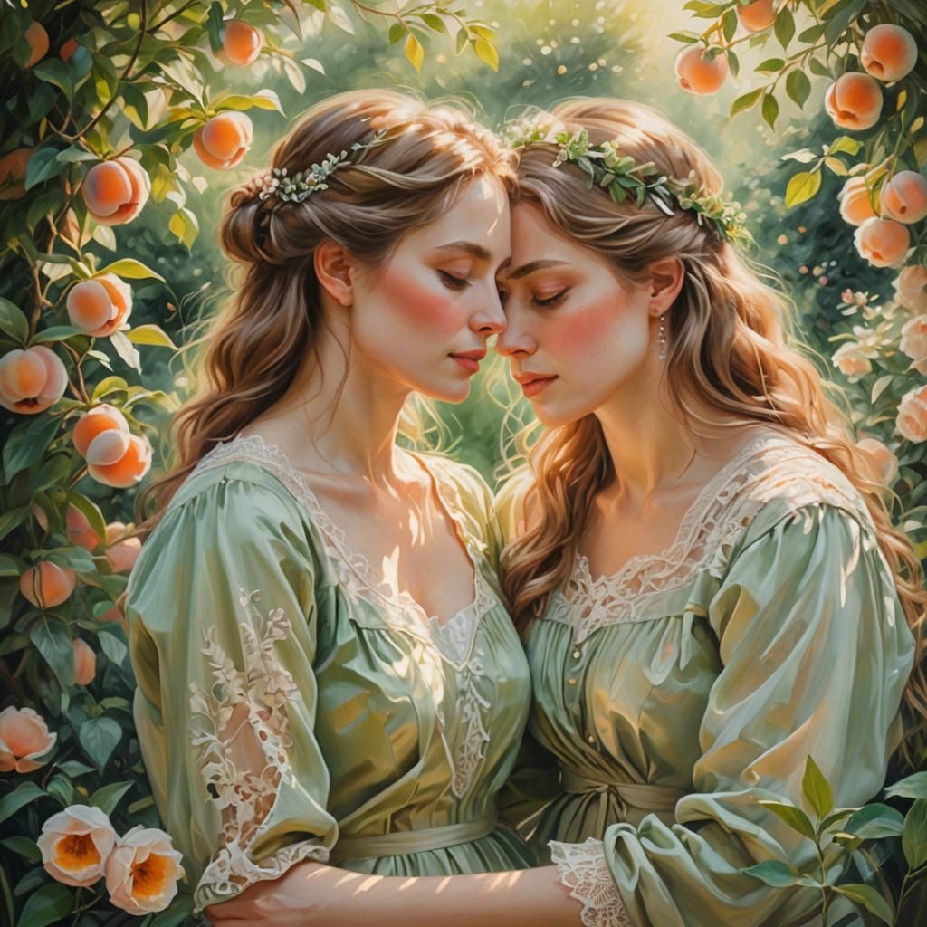 Romantic Garden Scene as Impressionistic Oil Painting