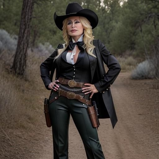 Dolly Parton as a Wild West Bounty Hunter