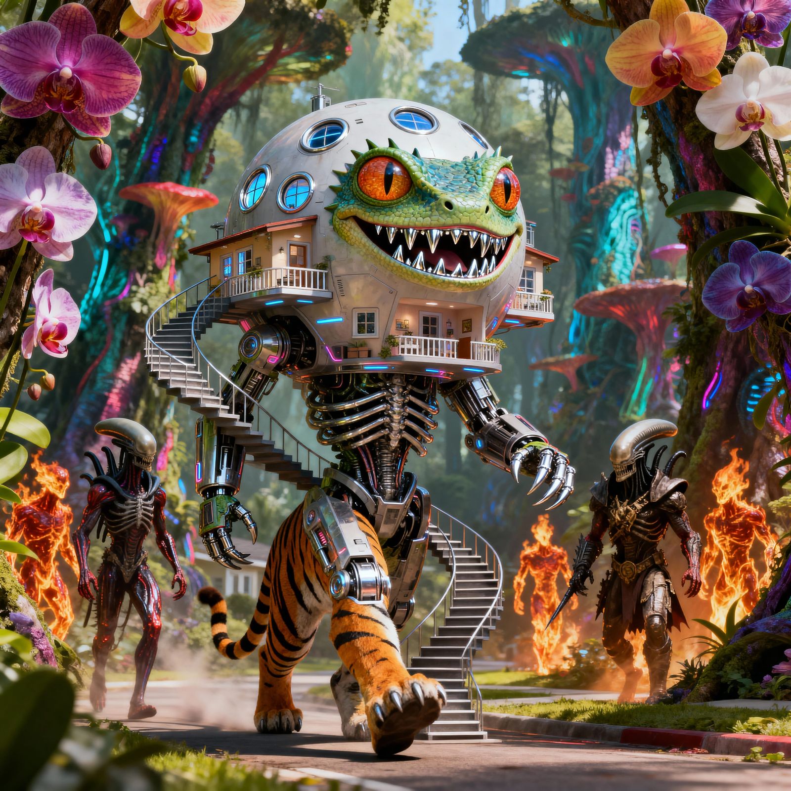 Futuristic Walking House with Dragon Gecko Eyes