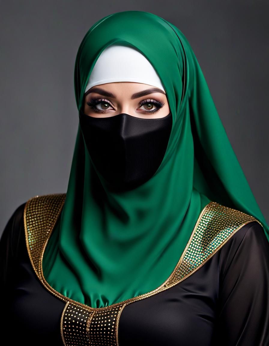 Psychedelic Alcohol Ink Portrait of Niqabi Woman