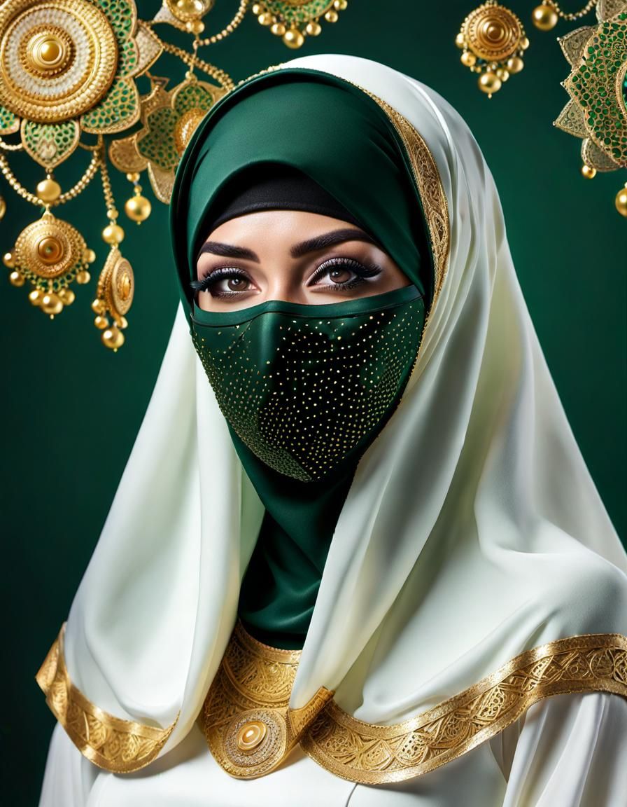 Psychedelic Alcohol Ink Portrait of Niqabi Woman