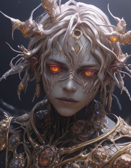 Boy with Glowing Eyes in Surreal Oil Painting