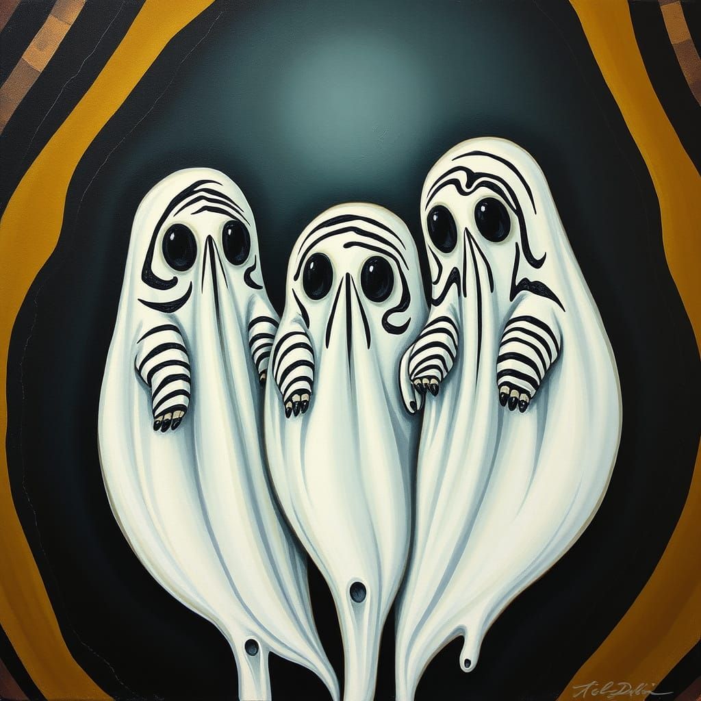 Surreal Zebra Ghosts Melting in Oil Painting Style