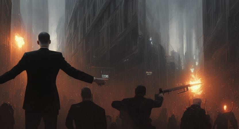 Men in Black Conspiracy: Hyperdetailed Dark Fantasy Art