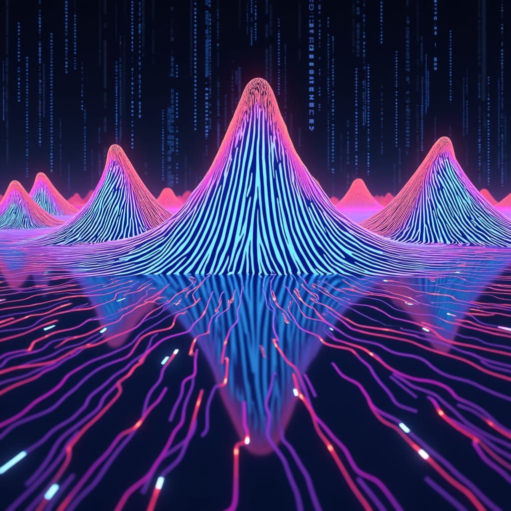 Vibrant Digital Futurism: Swirling Square Wave Patterns