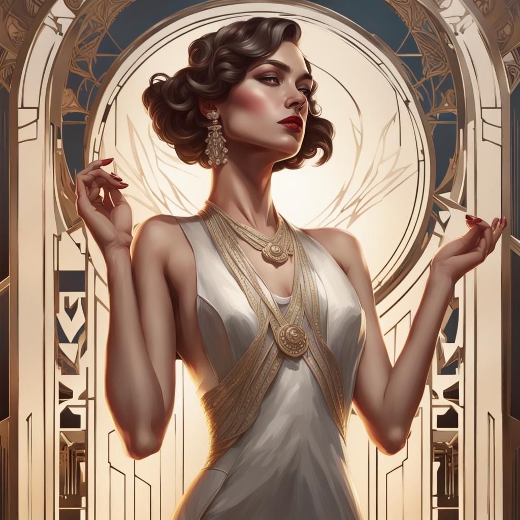 Elegant Art Deco Women in Glamorous Portrait