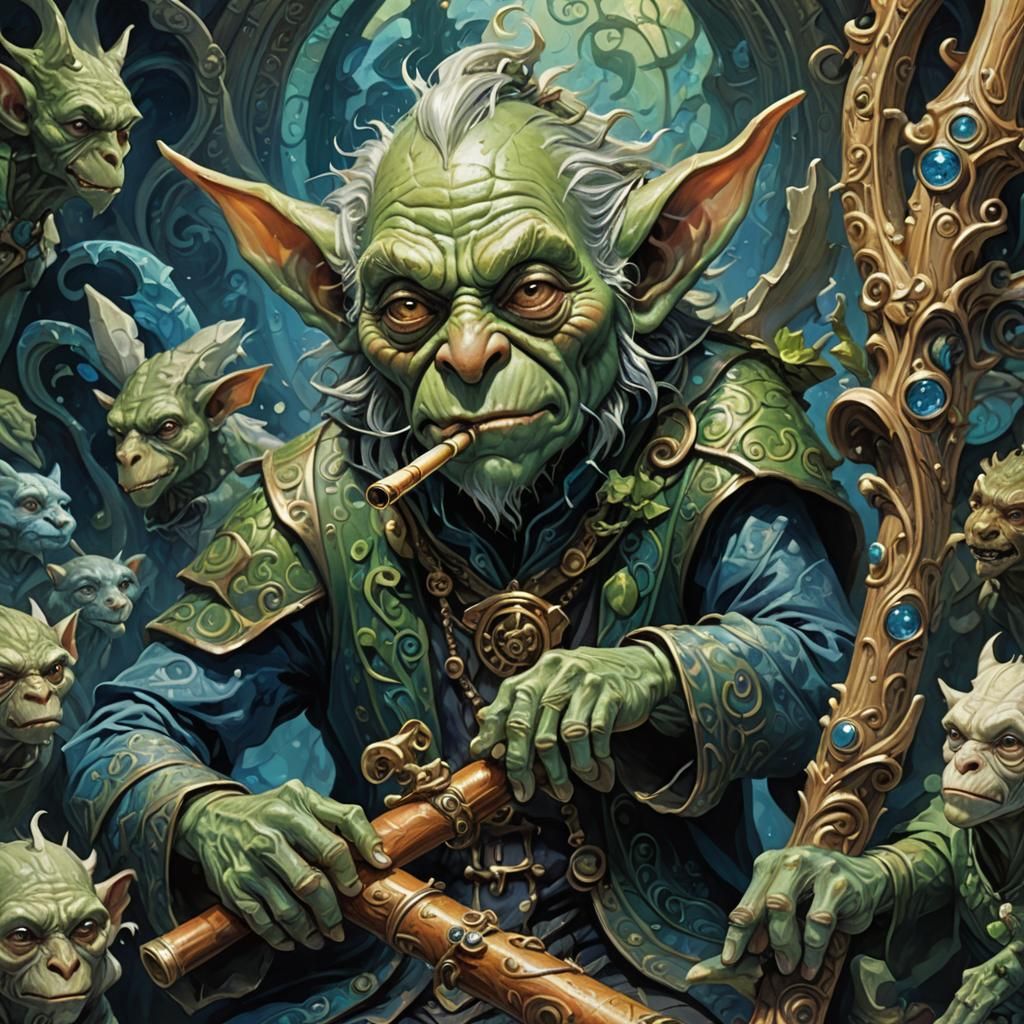 Goblin's Flute: Fantastical Art Nouveau Concept