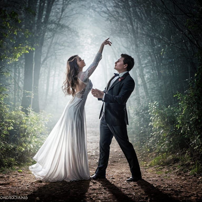Moonlit Dance of Vampire Couple in Hyper-Realism