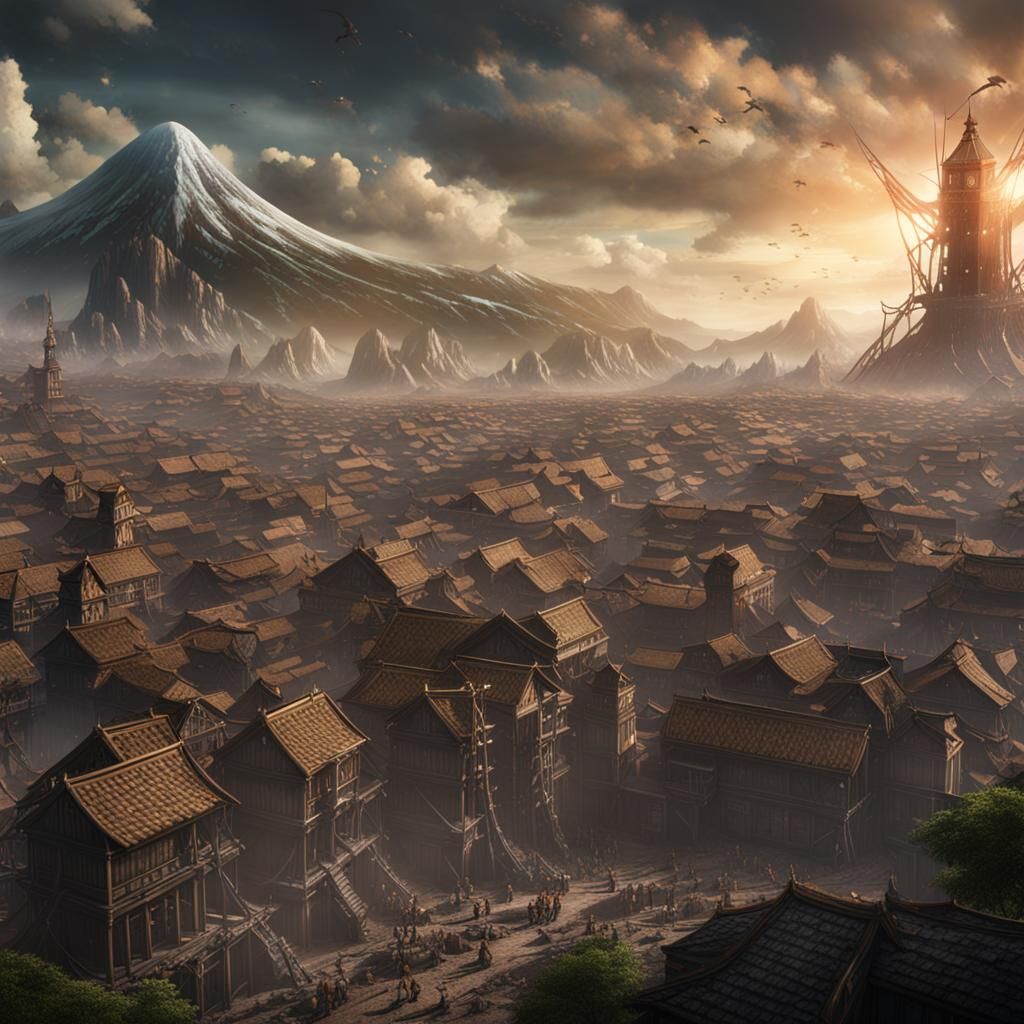 Detailed Attack on Titan Matte Painting