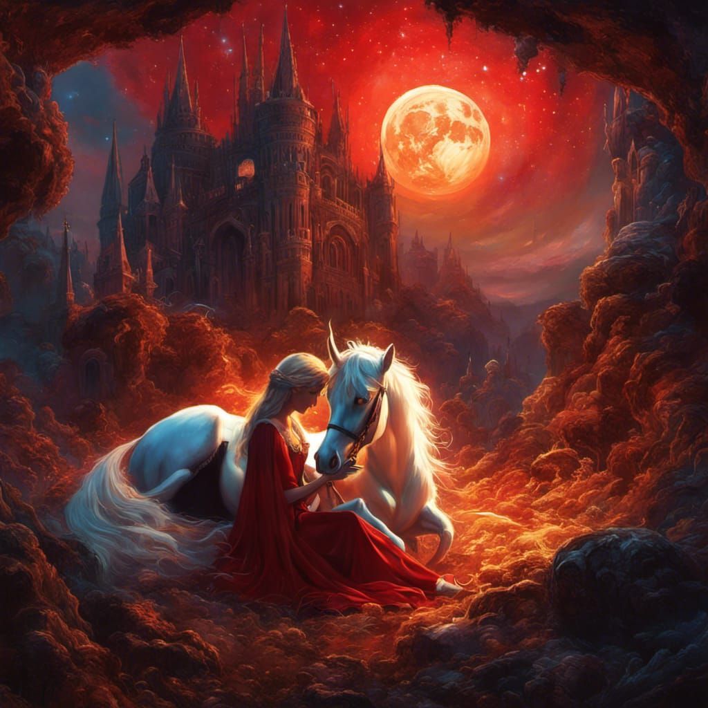 Golden Medusalith and Unicorn Selfie, Digital Art