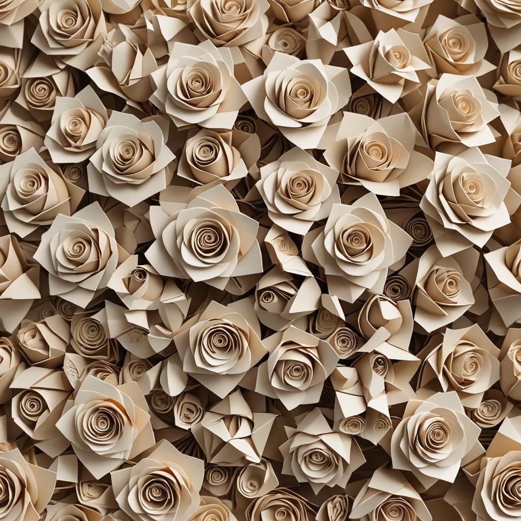 Beige Rose Bouquet in 3D Origami Style