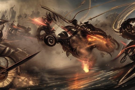 Steampunk Riders in Epic Battlefield Panorama