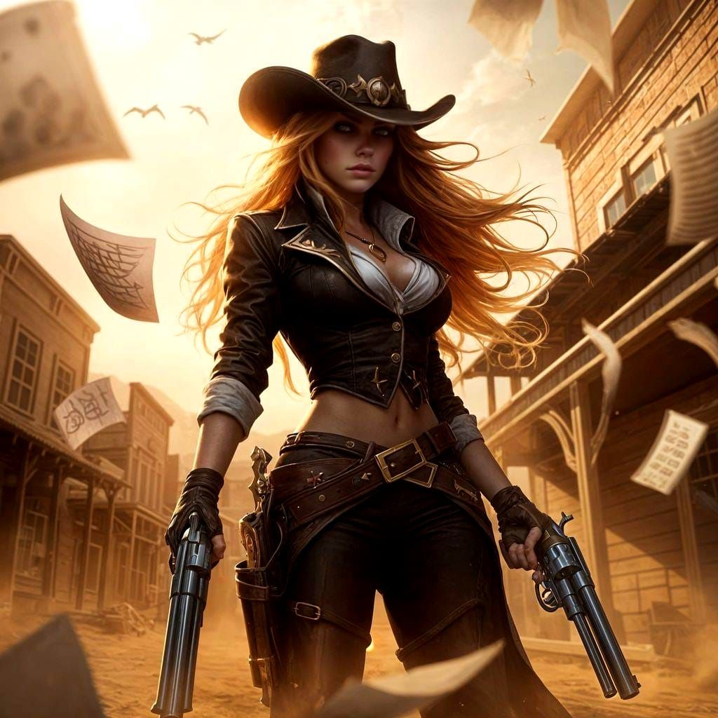 Cowgirl Miss Fortune in a Western Town