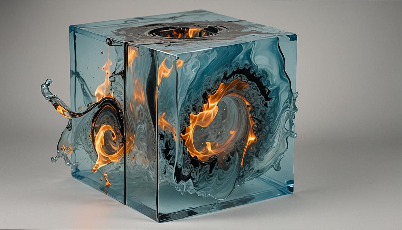 Cosecant Wave Warping Metal Cube in Wet Collodion Style