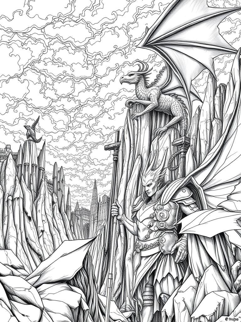 Elves and Dragons in Black and White
