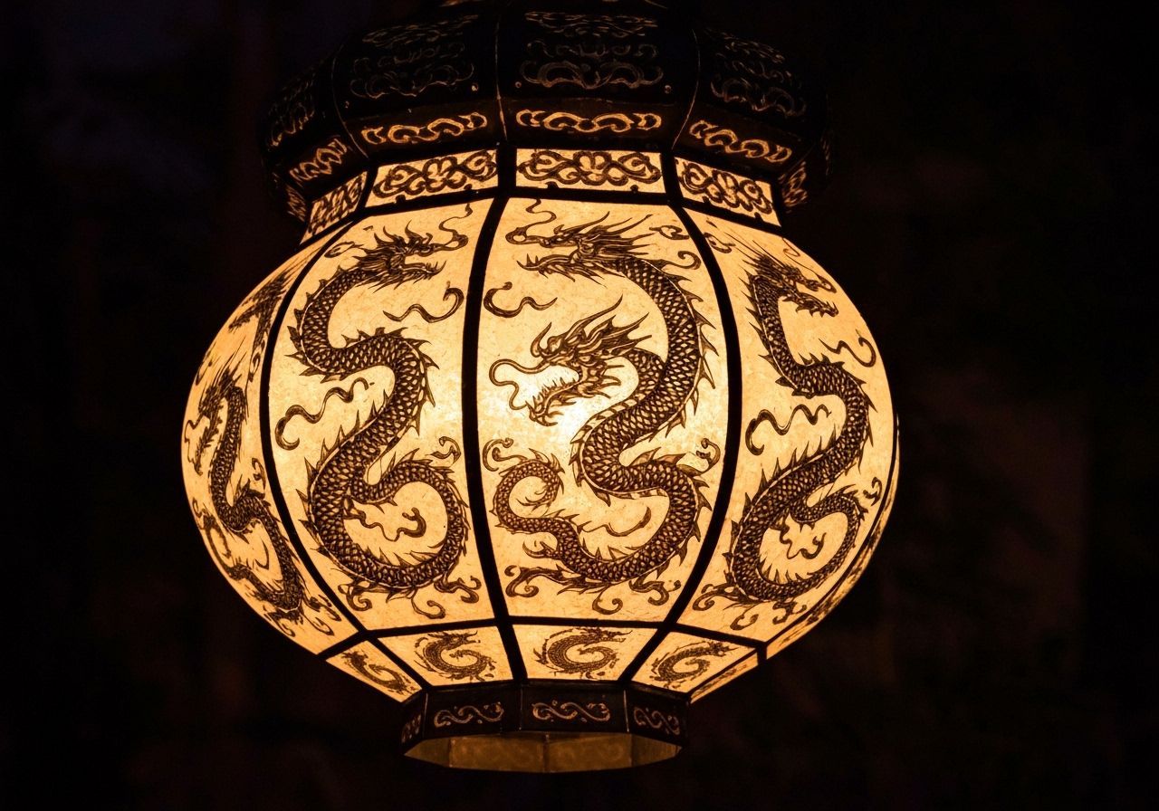 Glowing Dragon Lantern: Hyperrealistic Concept Art