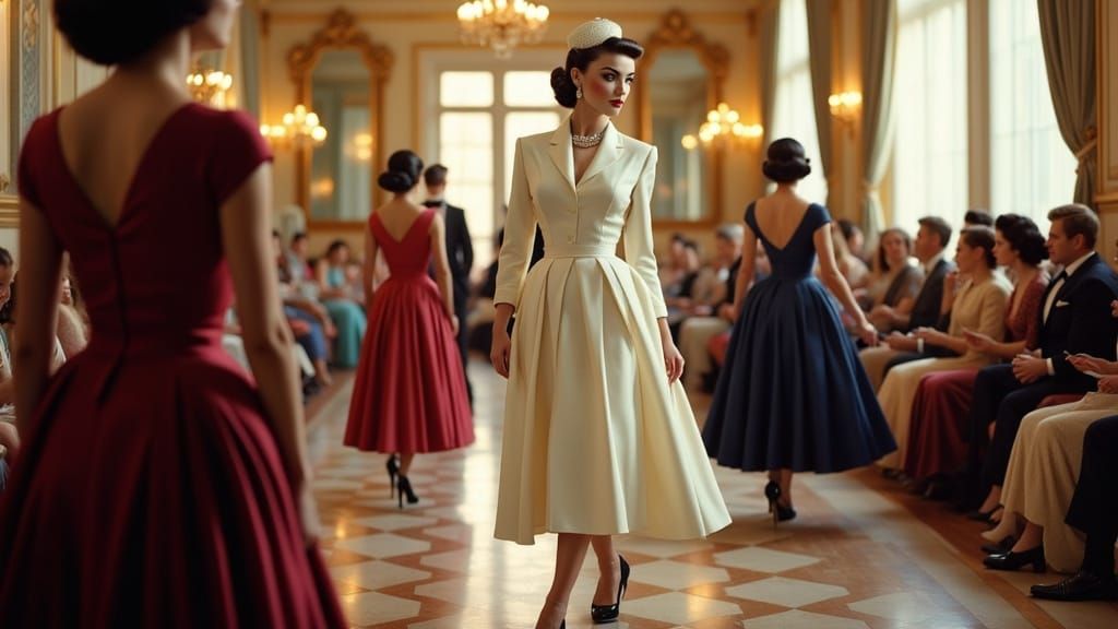 Dior's New Look: Vintage Fashion Photo in 1950s Style